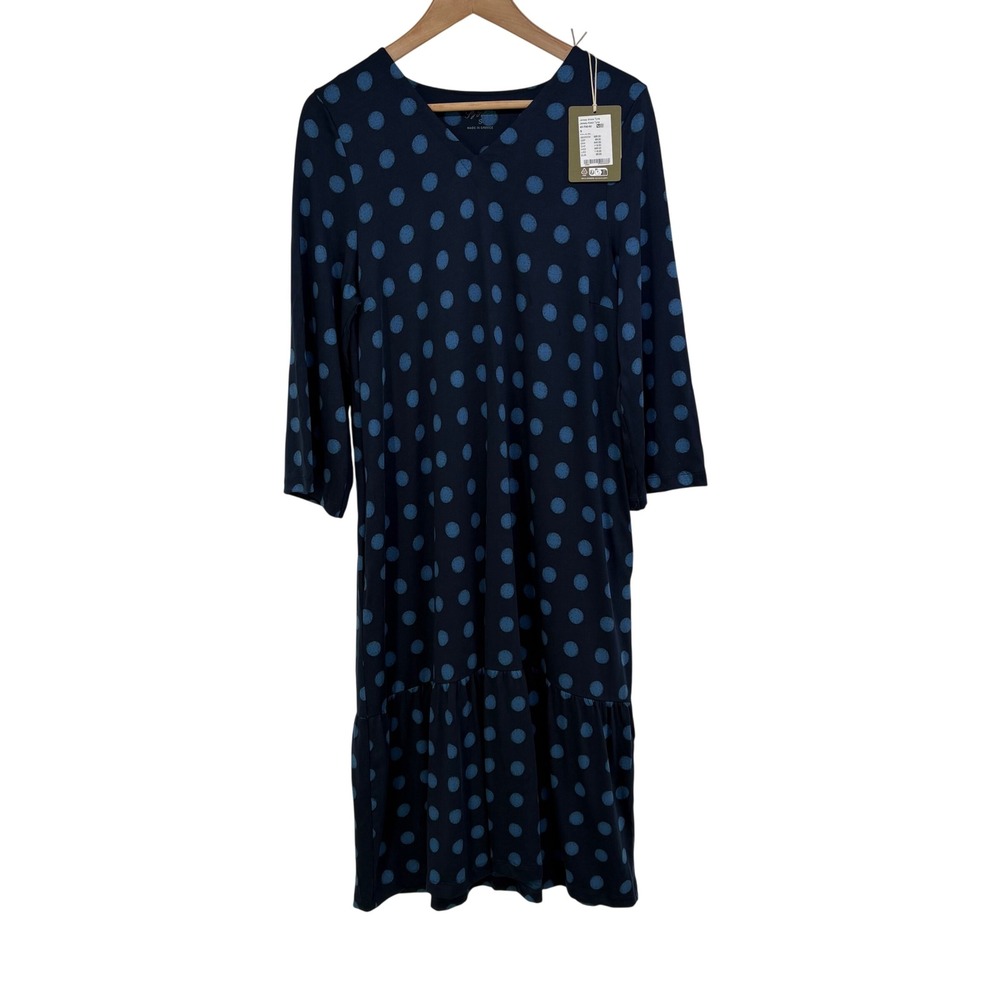 Gudrun Sjoden Tyra Jersey Midi Dress S Scandi Chic Whimsy Polka Dot Ruffle Hem
